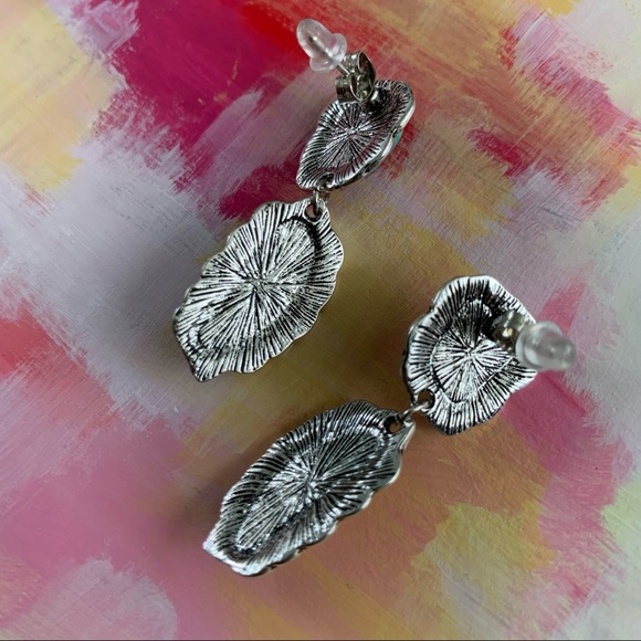 Silver Faux Turquoise Earrings - Picture 4 of 6